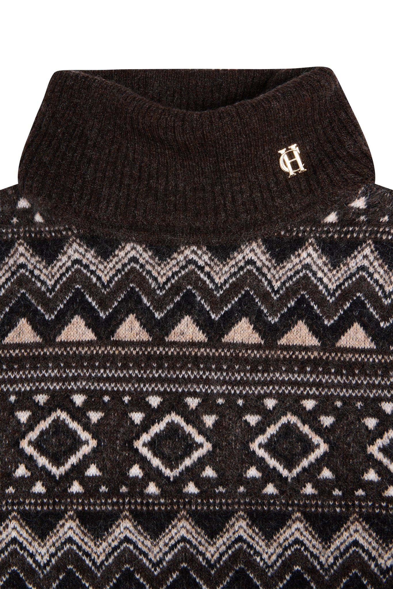 Antonia Fairisle Roll Neck Knit (Chocolate)