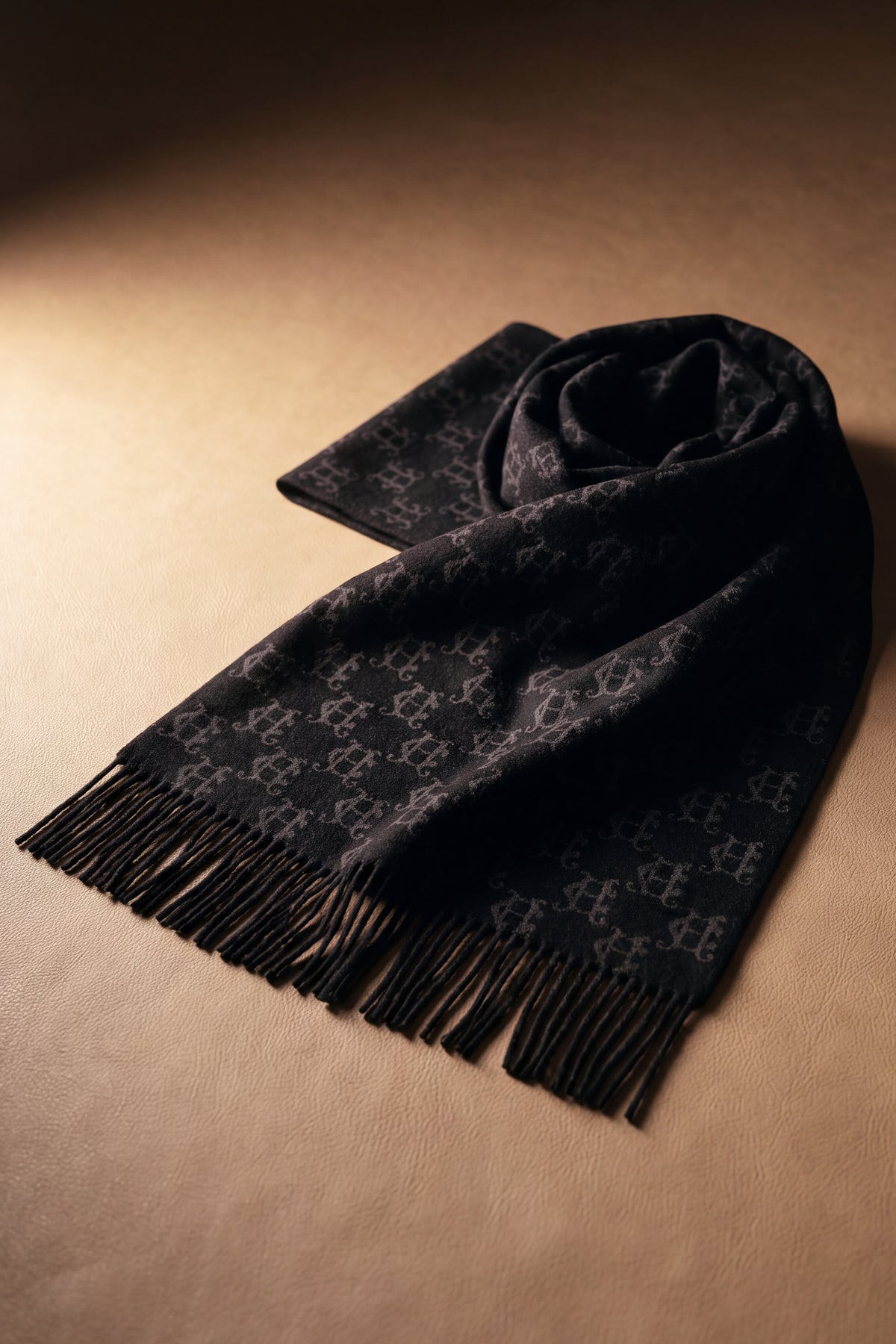 Heraldic Monogram Scarf (Black Monogram)