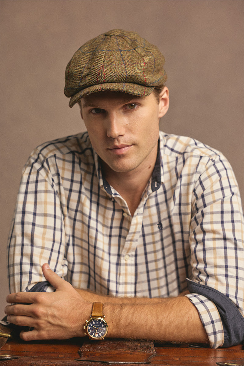 Men's Relaxed Fit Button Down Shirt (Large Scale Navy Check)