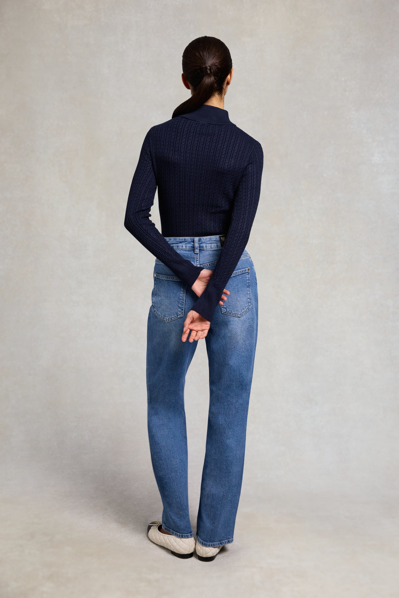 Ava Quarter Zip Knit (Ink Navy)