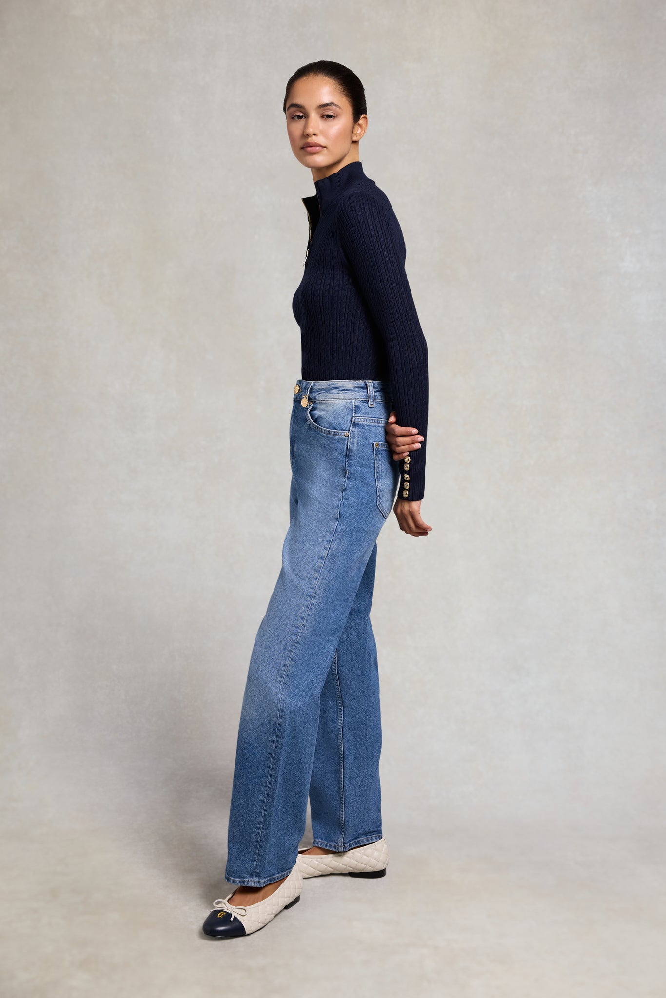 Ava Quarter Zip Knit (Ink Navy)