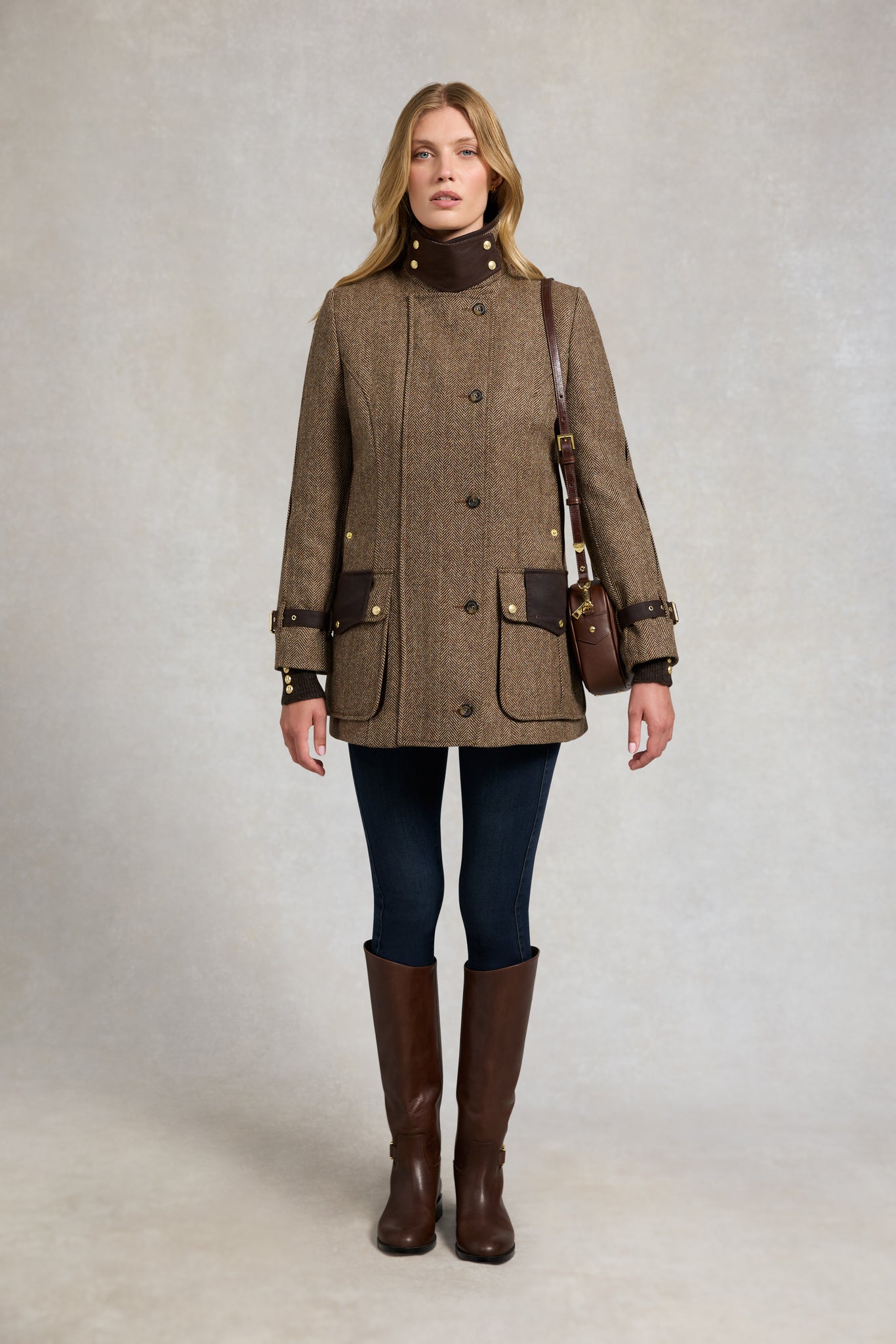 Balmoral Field Coat (Large Scale Brown Herringbone)