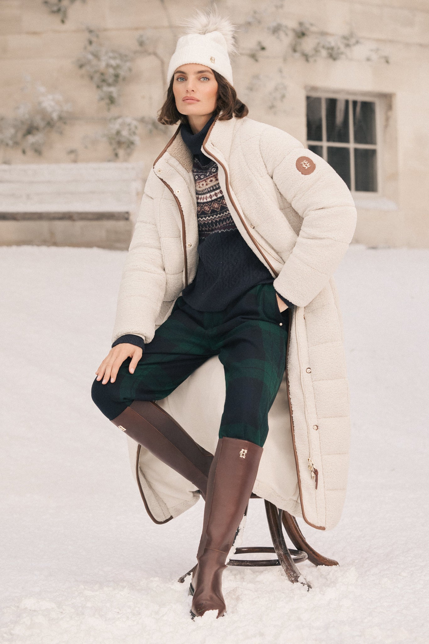 Crawford Longline Coat (Natural Borg)