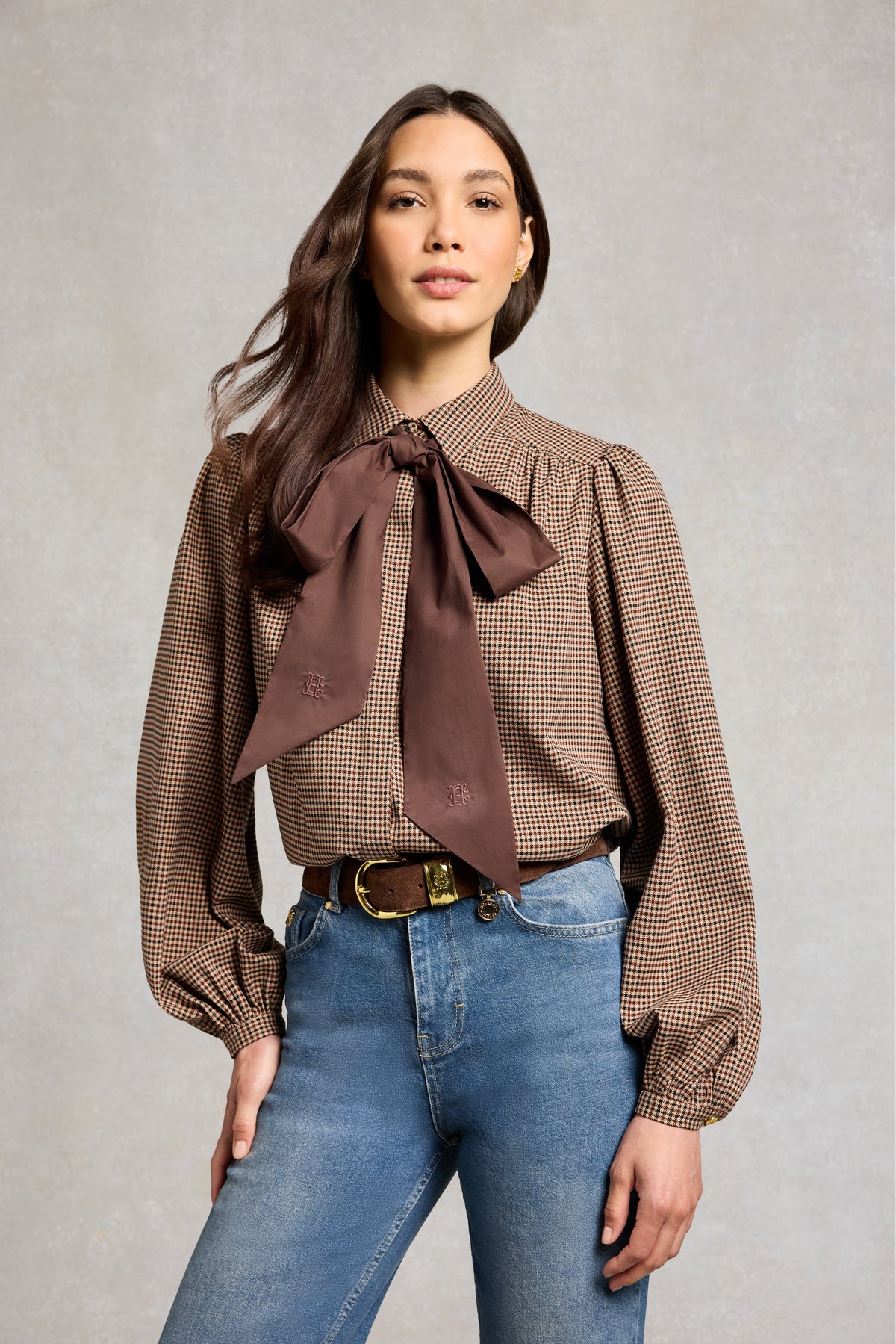 Burford Blouse (Coffee Gingham)