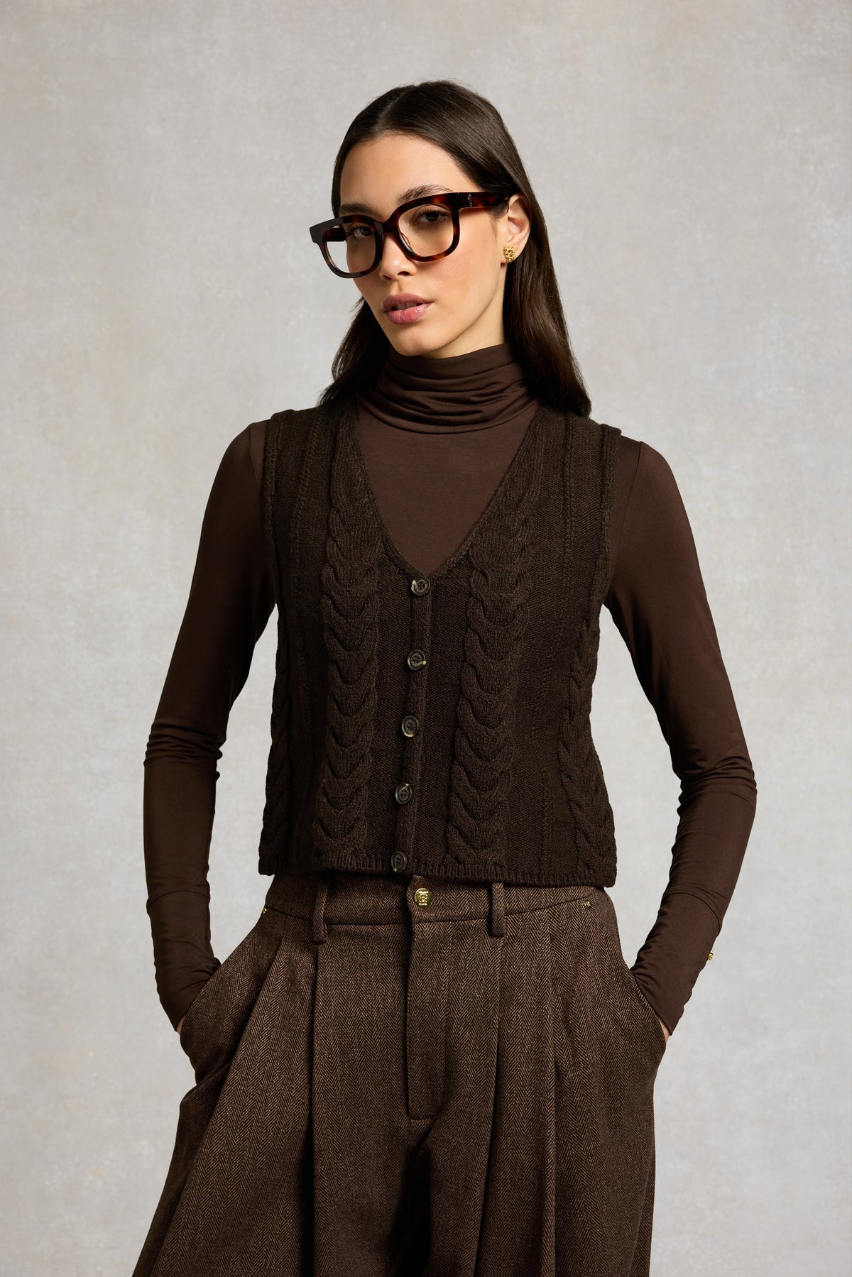 Burford Knitted Tank (Chocolate Marl)