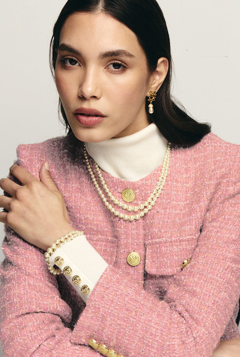 2 Layer Pearl Necklace (Champagne Pearl)