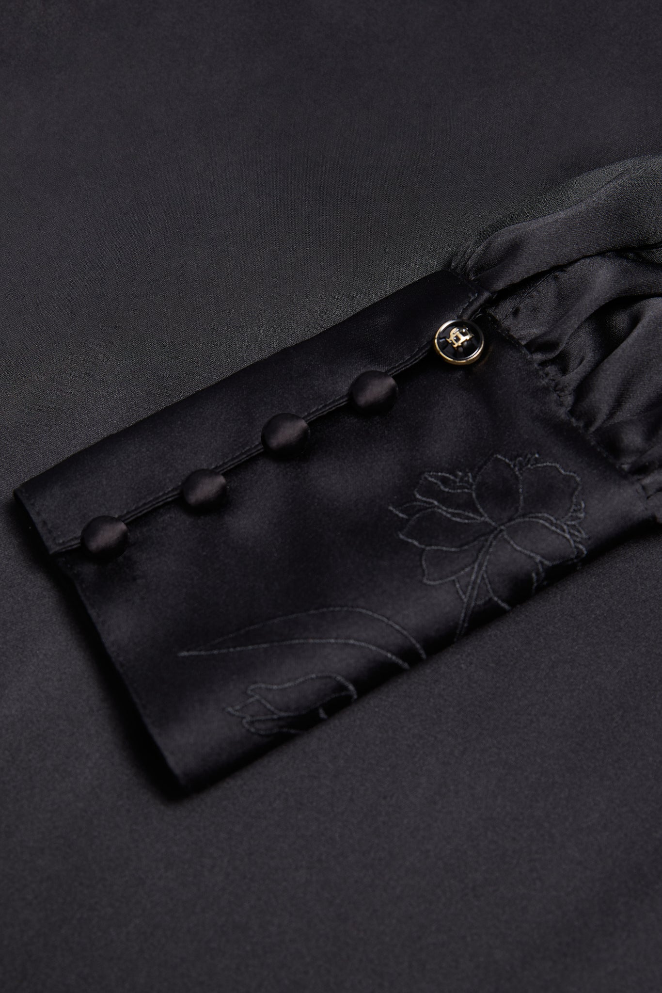 Carmen High Neck Blouse (Black Satin)