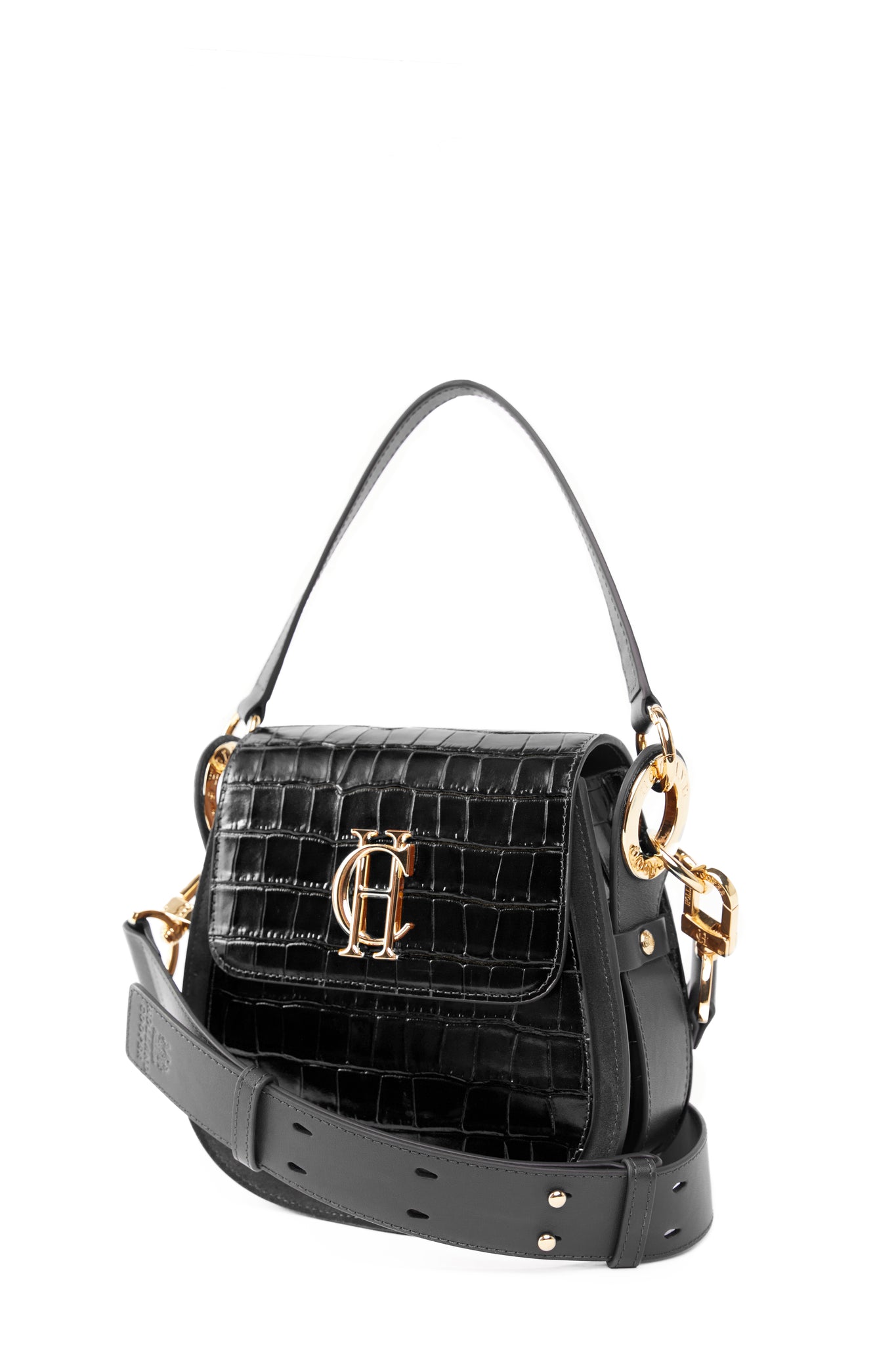 Chelsea Saddle Bag (Black Croc)