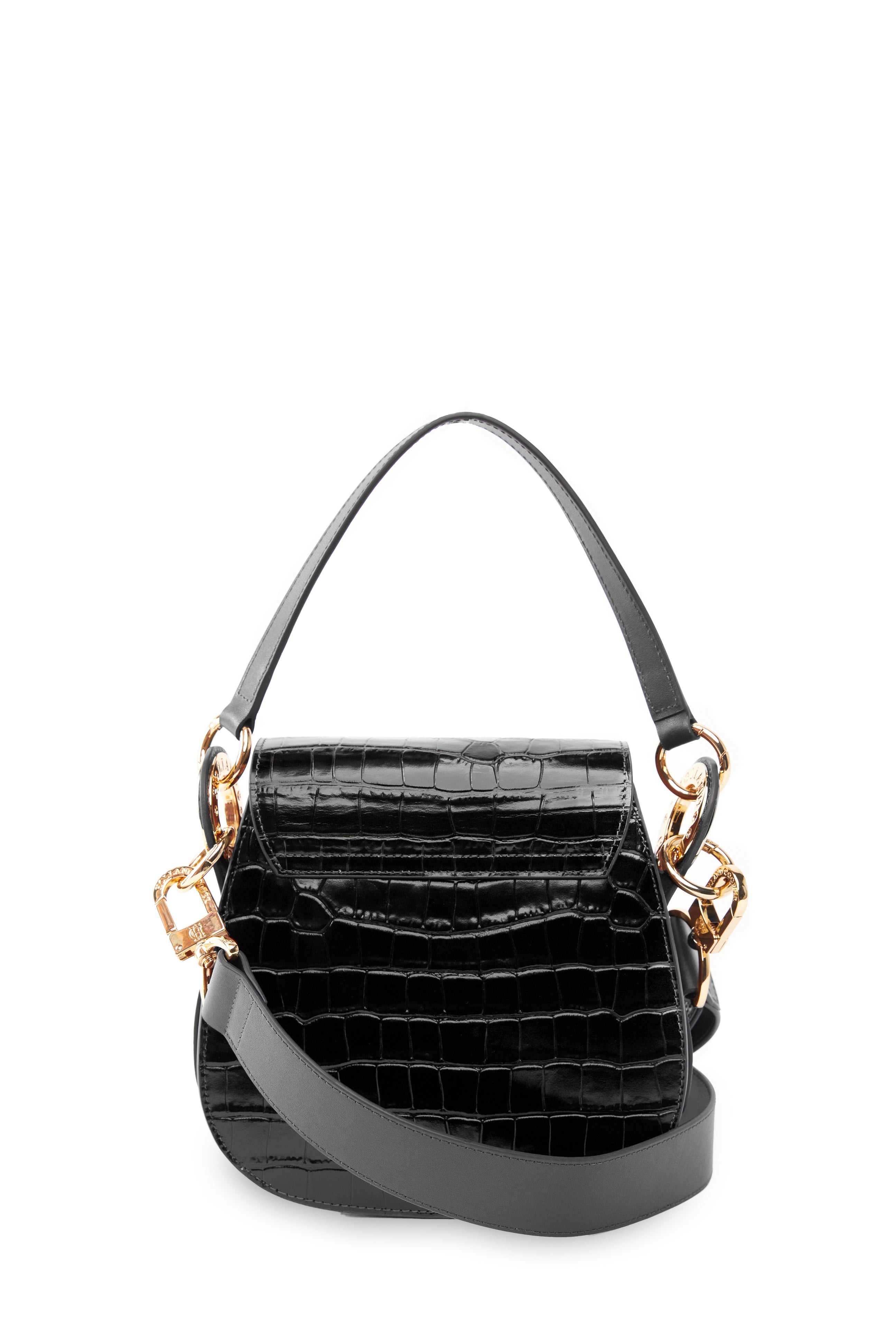 Chelsea Saddle Bag (Black Croc) – Holland Cooper