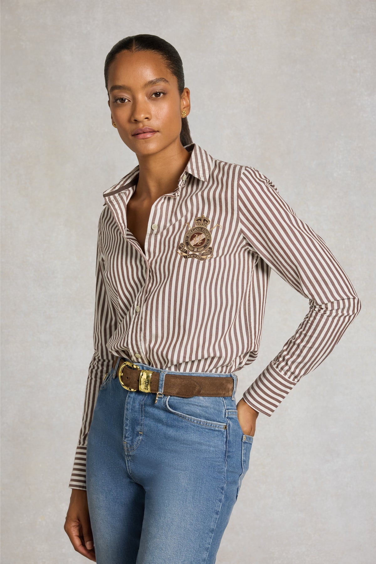 Classic Button Down Shirt (Chocolate Stripe)