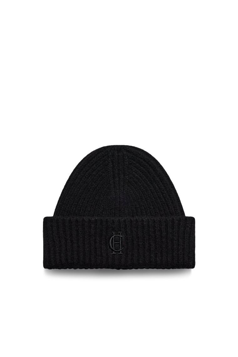 Classic Embroidered Beanie & Glove Set (Black)