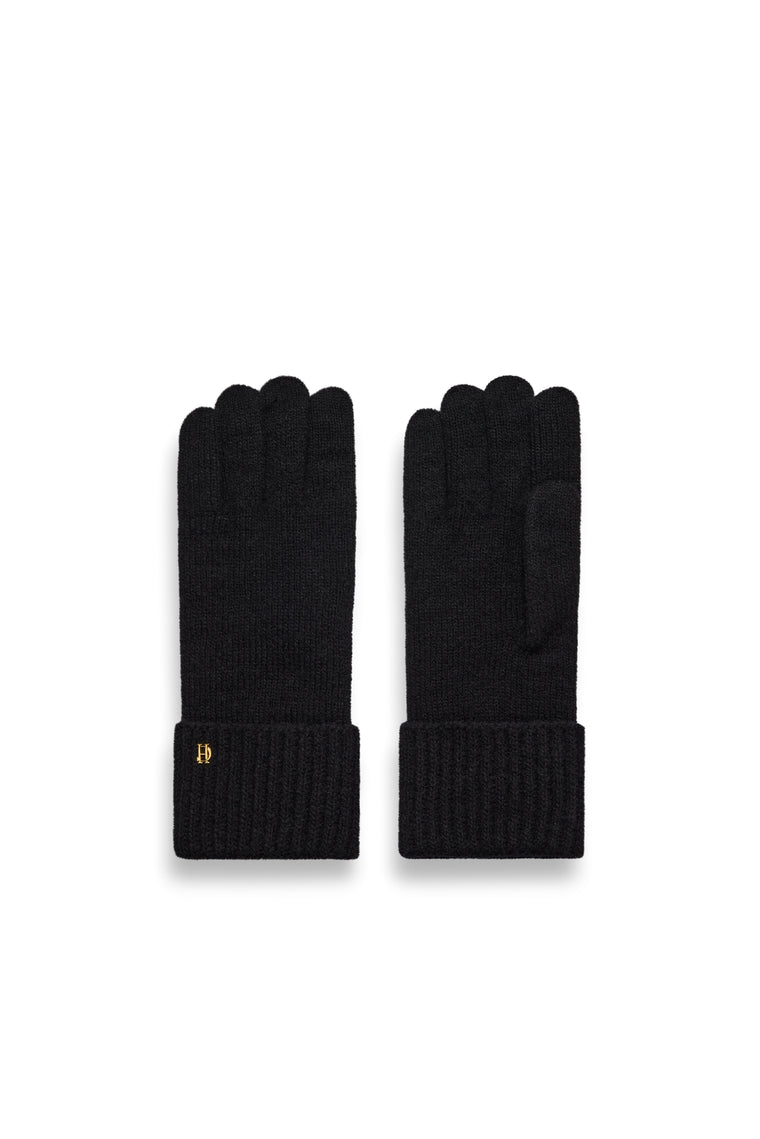Classic Embroidered Beanie & Glove Set (Black)