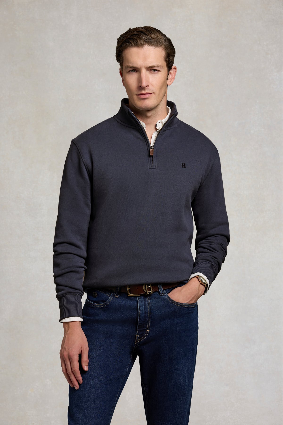 Men's Classic Quarter Zip Sweat (Denim Blue)