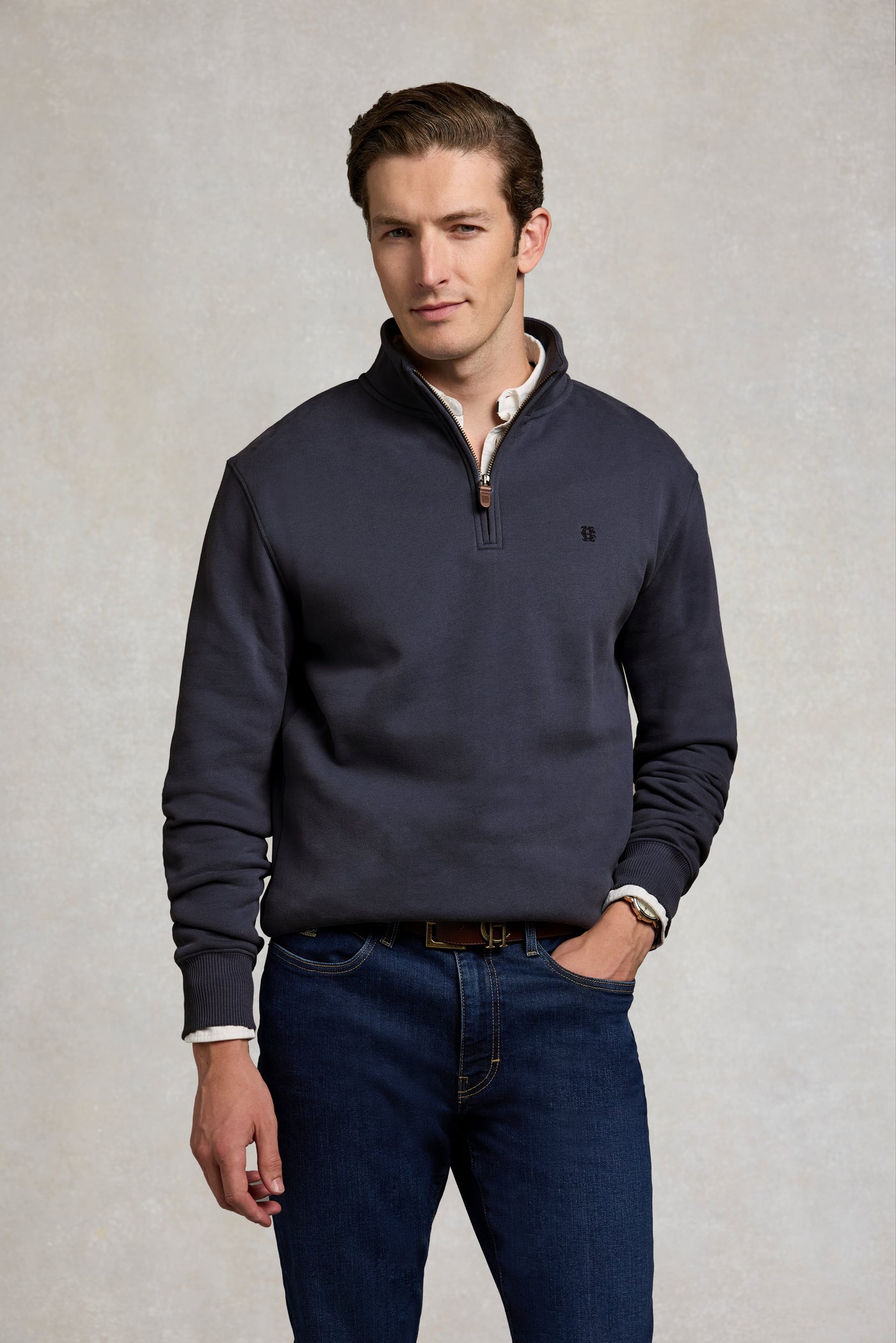 Men's Classic Quarter Zip Sweat (Denim Blue)