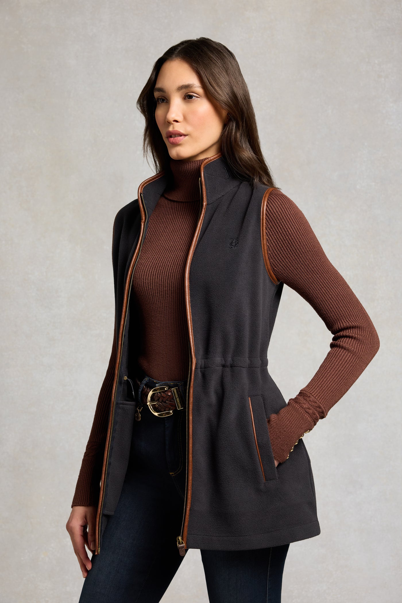 Country Longline Fleece Gilet (Ink Navy)