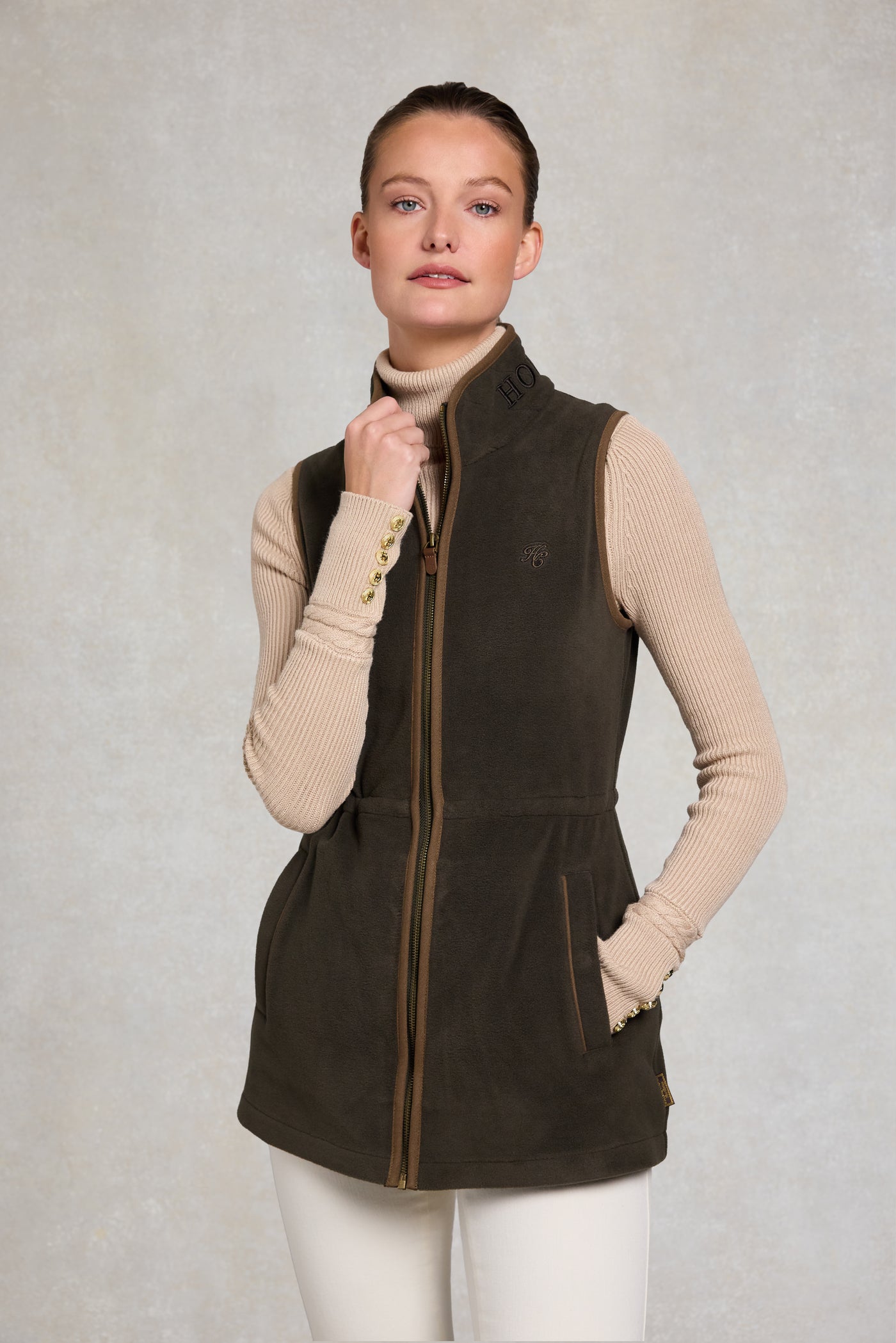 Country Longline Fleece Gilet (Khaki)