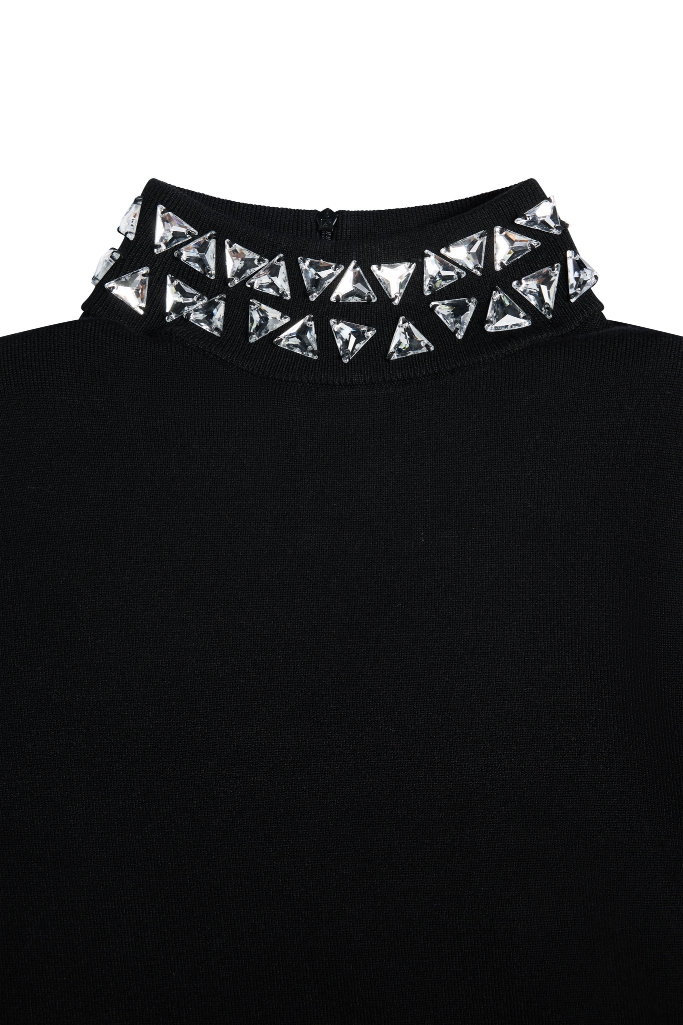 Crystal Roll Neck Knit Dress (Black)