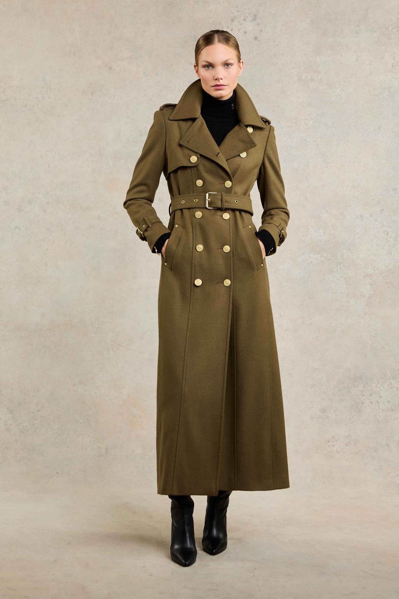 Full Length Chelsea Trench Coat (Khaki) - Main Image