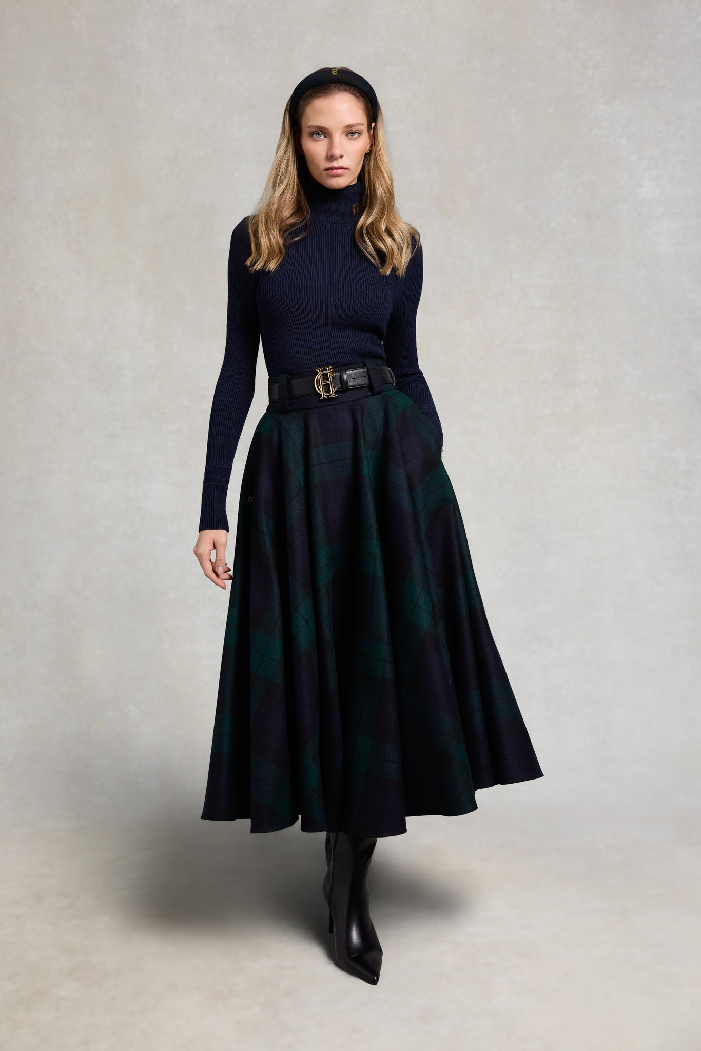 360 Maxi Tweed Circle Skirt (Blackwatch)