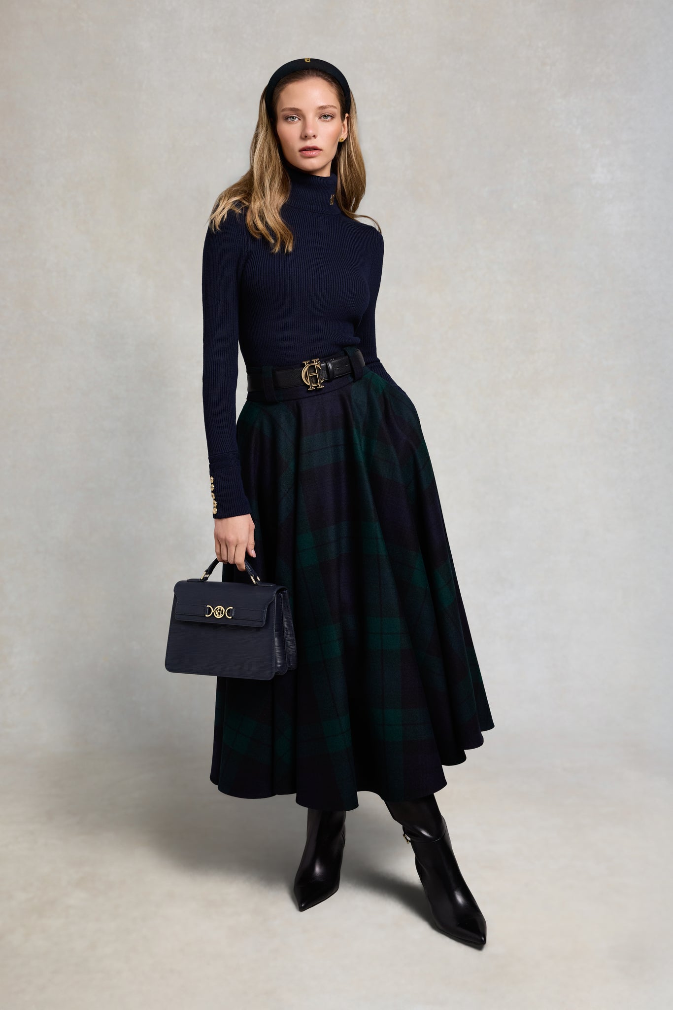 360 Maxi Tweed Circle Skirt (Blackwatch)