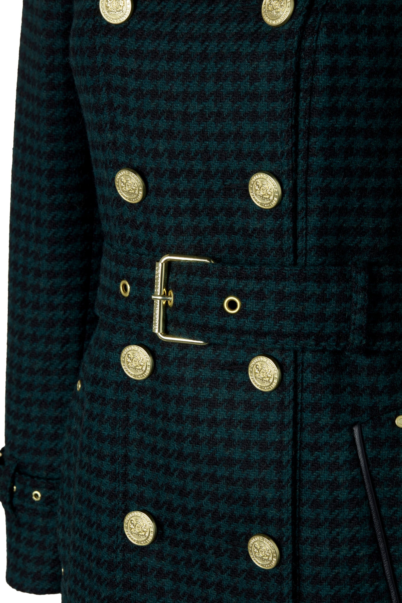 Full Length Marlborough Trench Coat (Emerald Houndstooth)