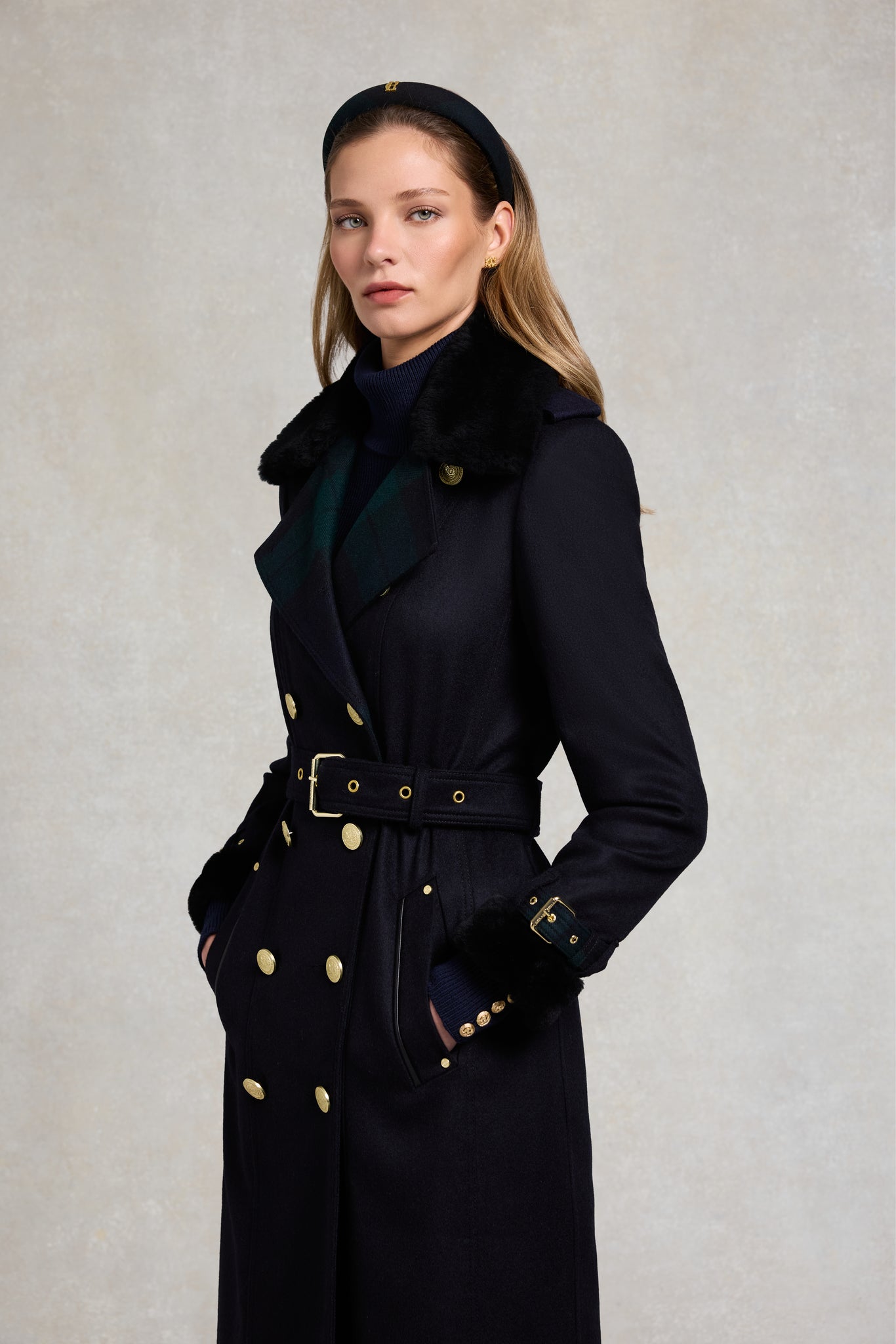 Gold Label Trench (Soft Navy Blackwatch)