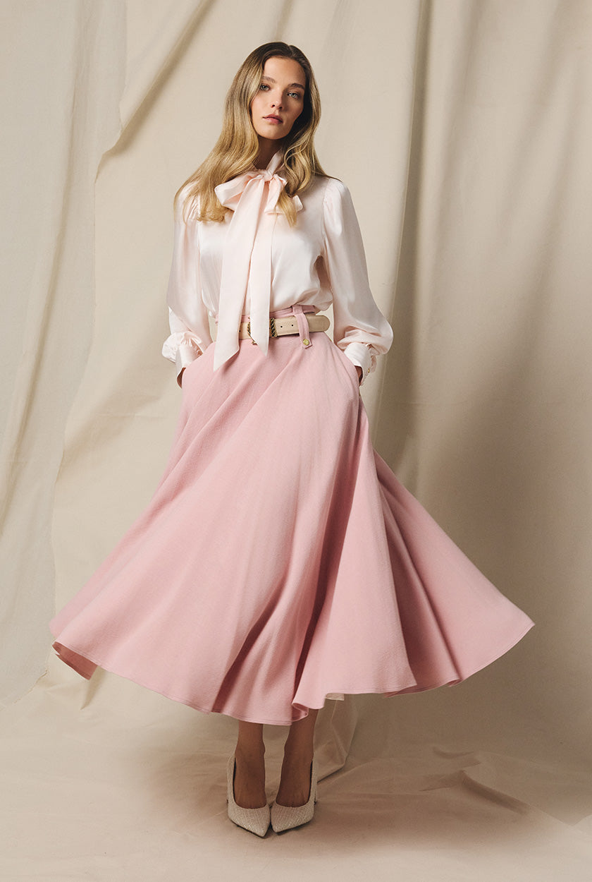 360 Maxi Linen Circle Skirt (Pink Linen)