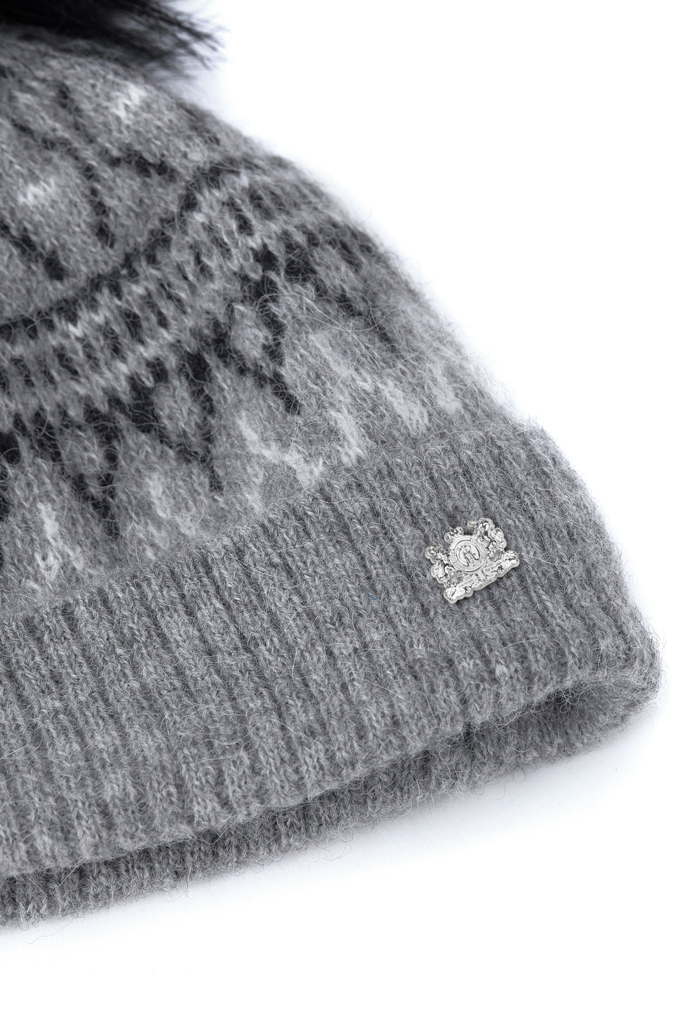 Little Fairisle Bobble Hat (Soft Grey)