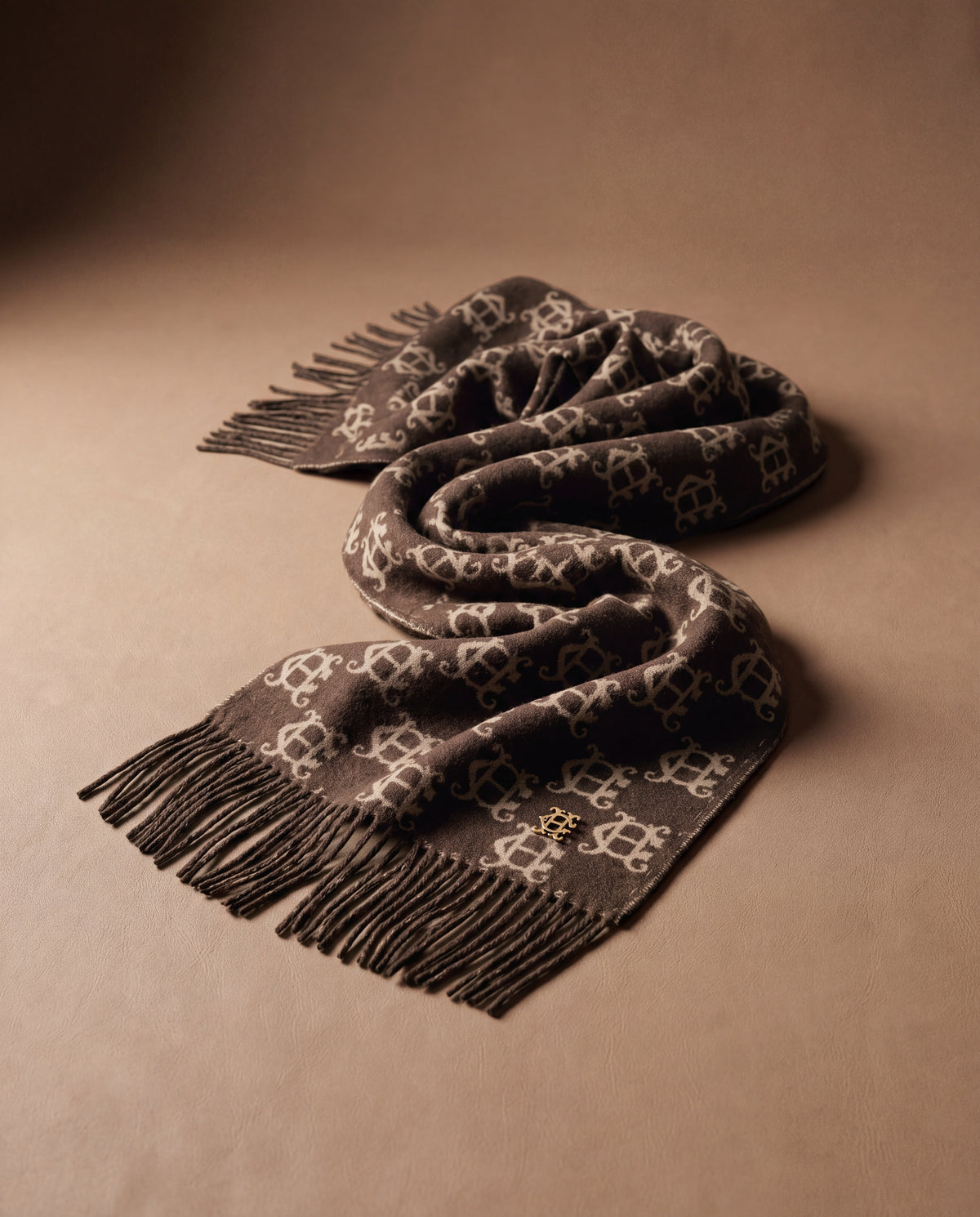 Heraldic Monogram Scarf (Chocolate Monogram)