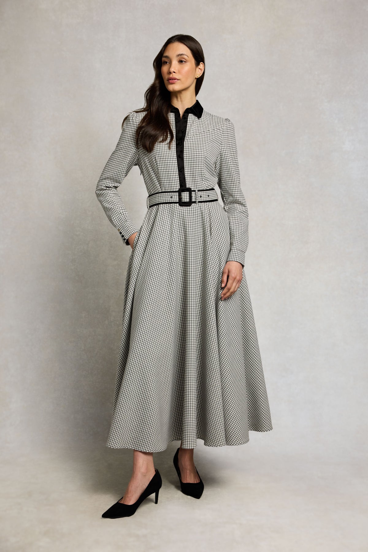 Heritage Dress (Mono Houndstooth)