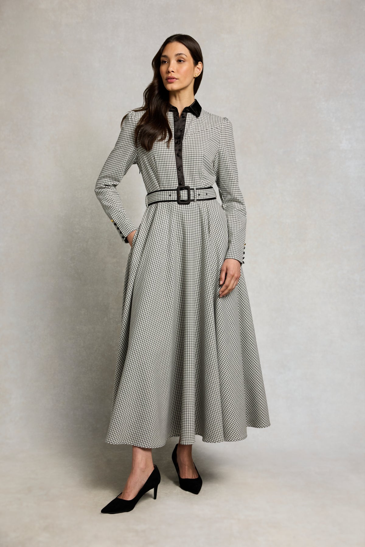 Heritage Dress (Mono Houndstooth)