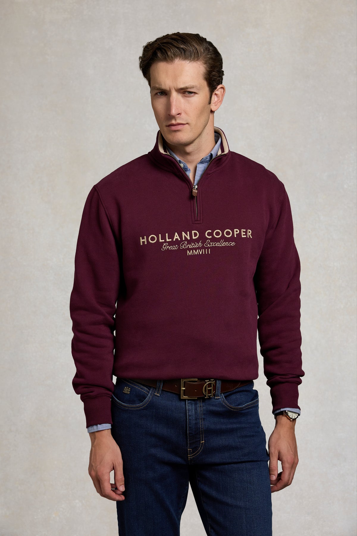 Men's Heritage Quarter Zip Sweat (Mulberry)