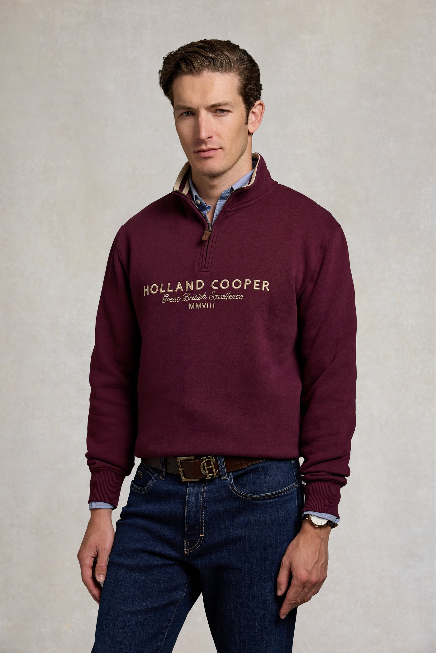 Men's Heritage Quarter Zip Sweat (Mulberry)