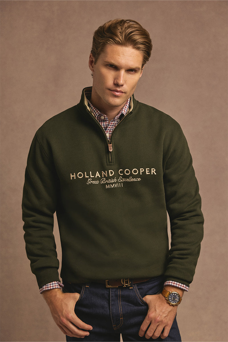 Men's Heritage Quarter Zip Sweat (Racing Green)