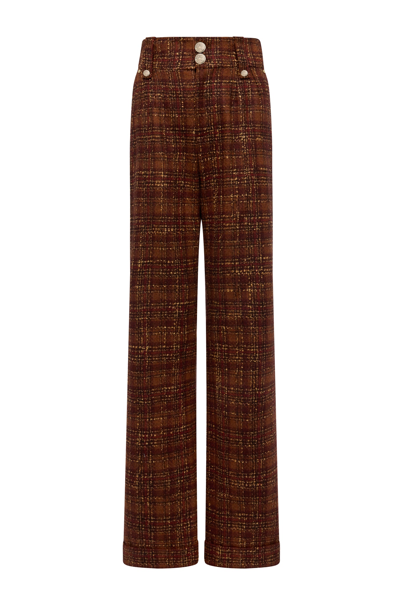 High Waisted Wide Leg Trouser (Amber Tweed)