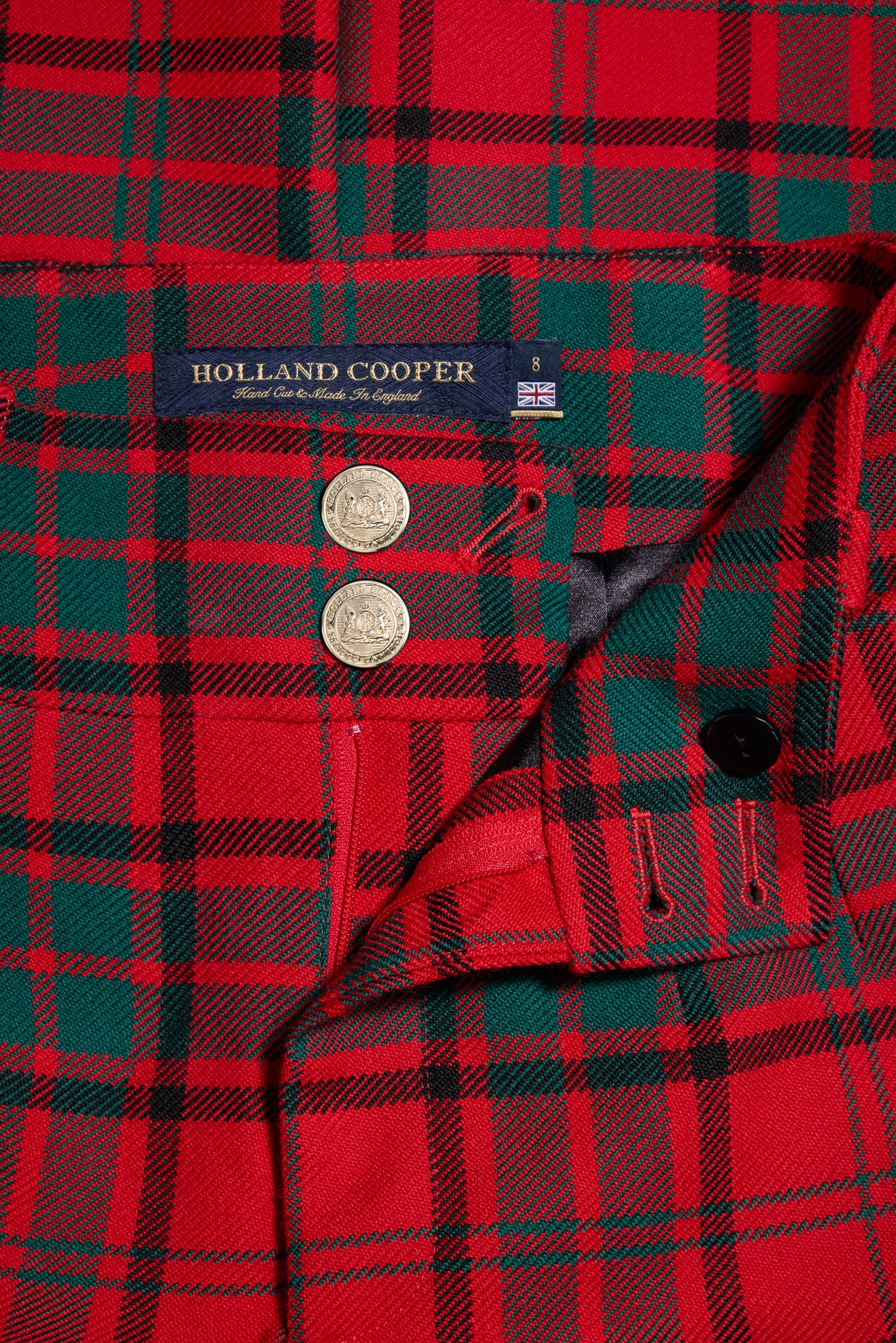 High Waisted Wide Leg Trouser (Red Tartan)