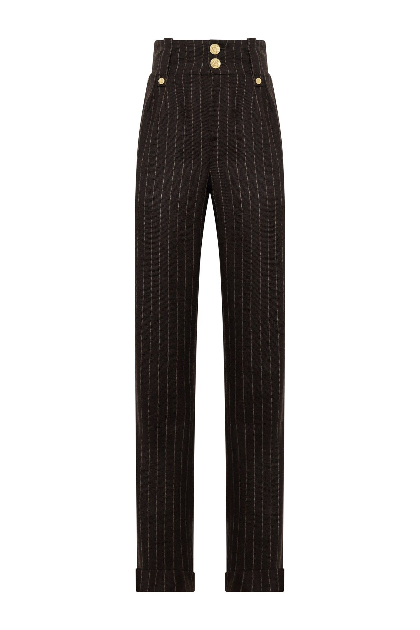 High Waisted Wide Leg Trouser (Chocolate Pinstripe)