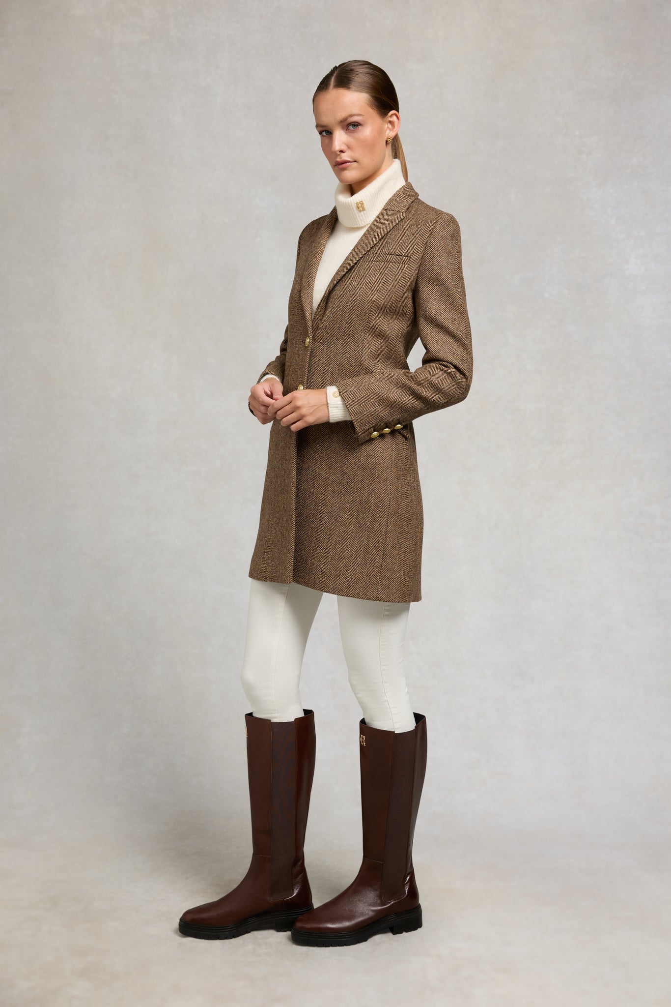 Highgrove Coat (Large Scale Brown Herringbone)