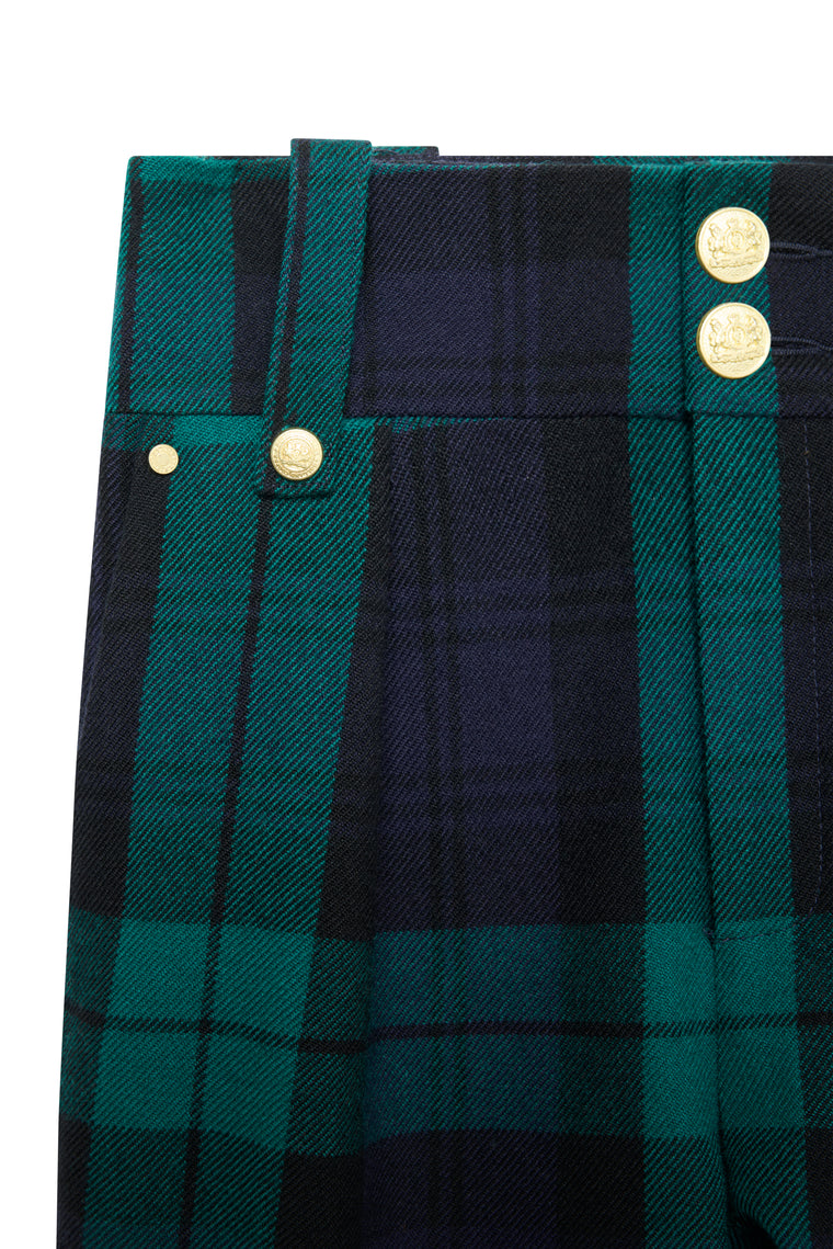 High Waisted Peg Trousers (Emerald Check)