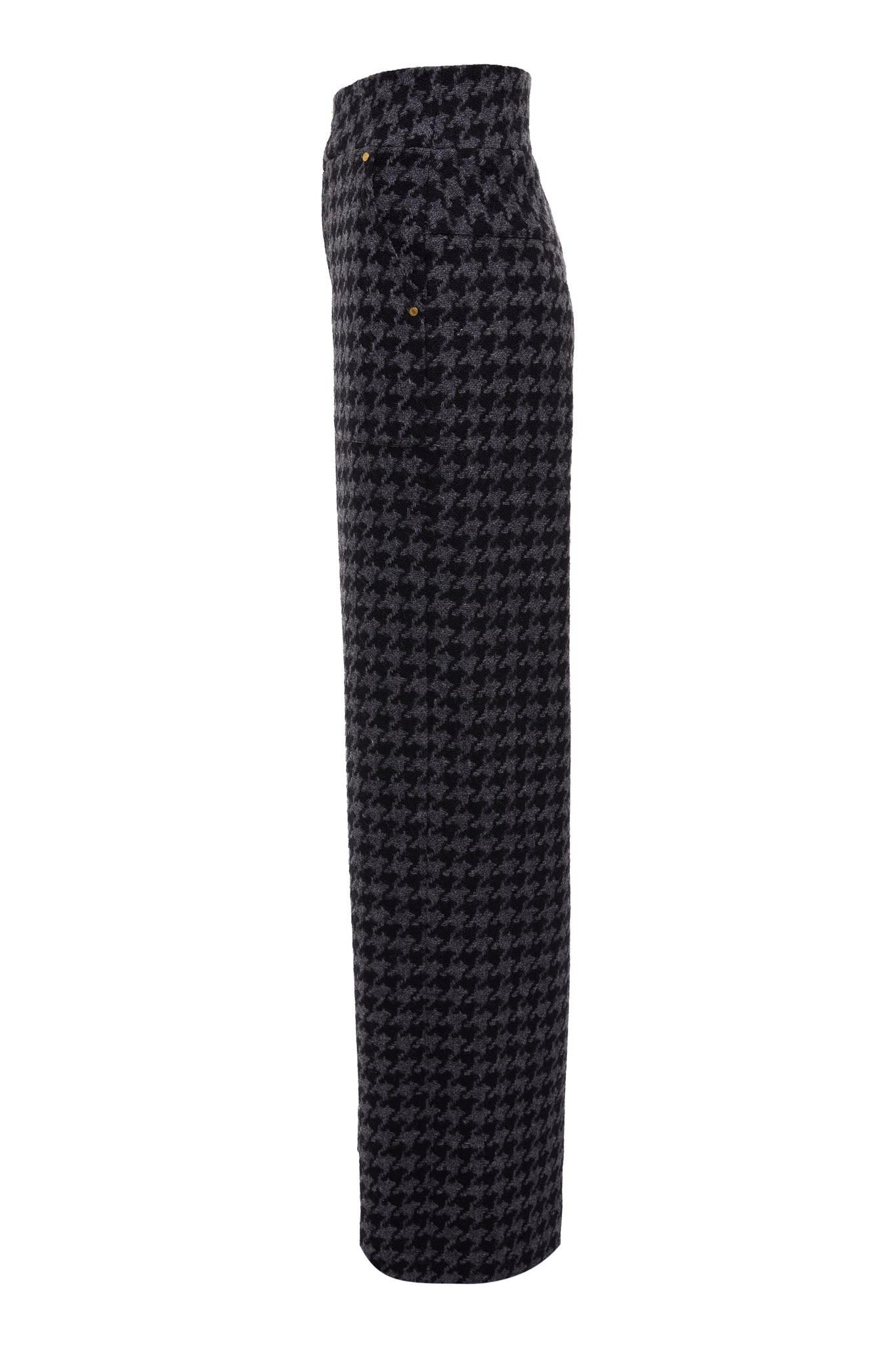 High Waisted Straight Trouser (Large Scale Charcoal Houndstooth)