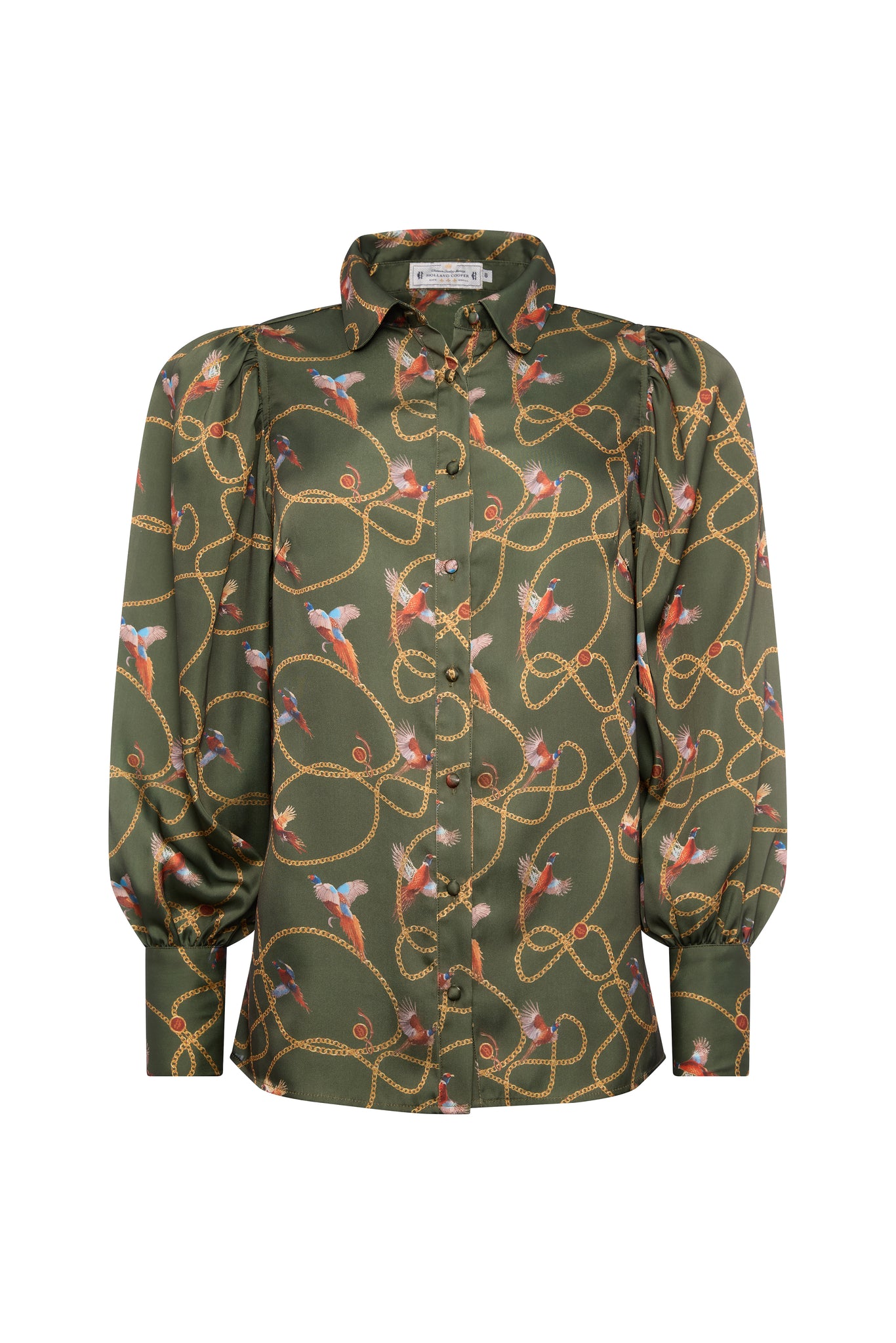 Isla Satin Shirt (Khaki Pheasant)