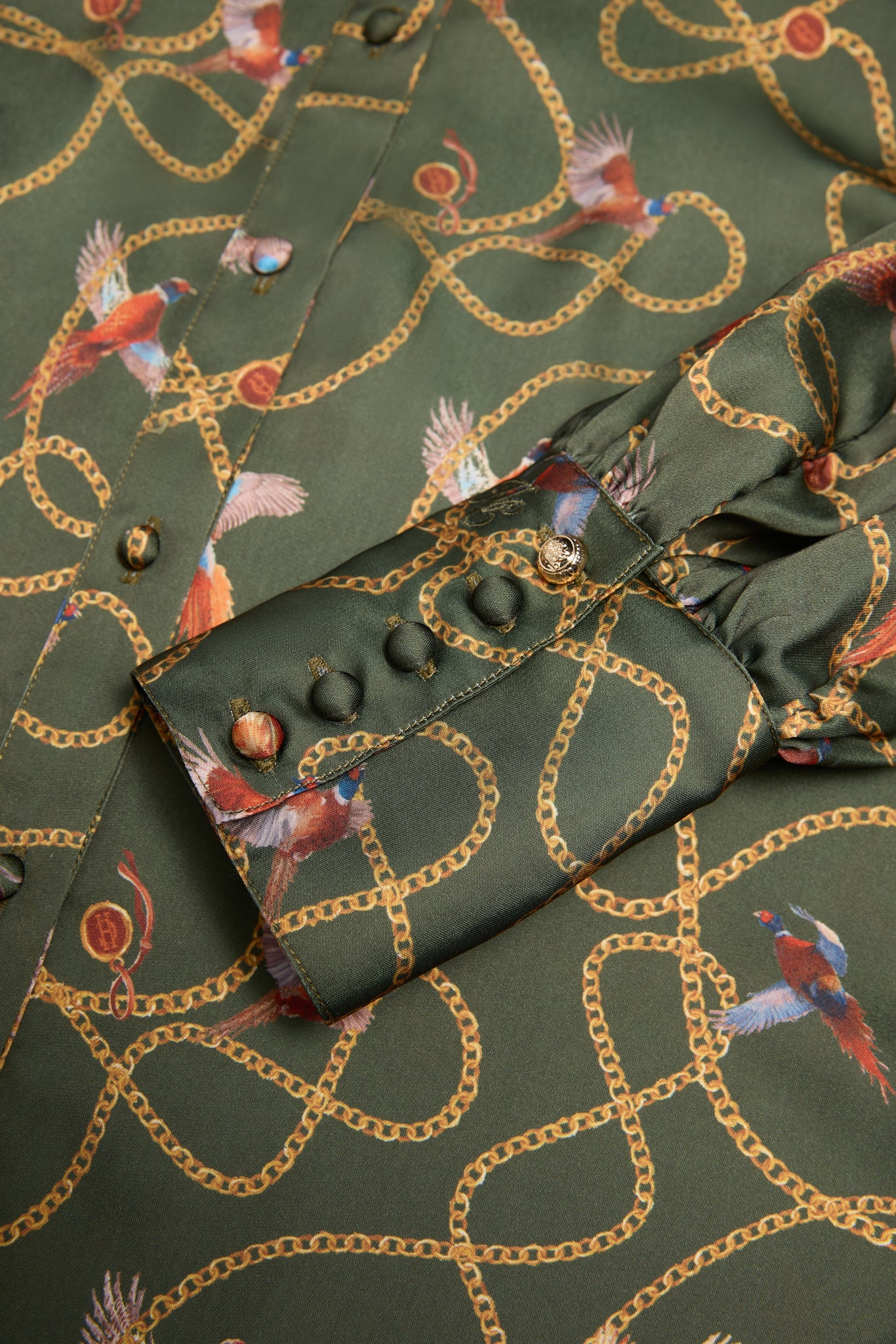 Isla Satin Shirt (Khaki Pheasant)