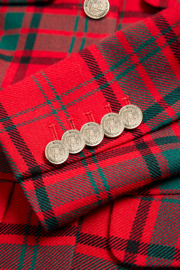 Tailored Peplum Jacket (Red Tartan)