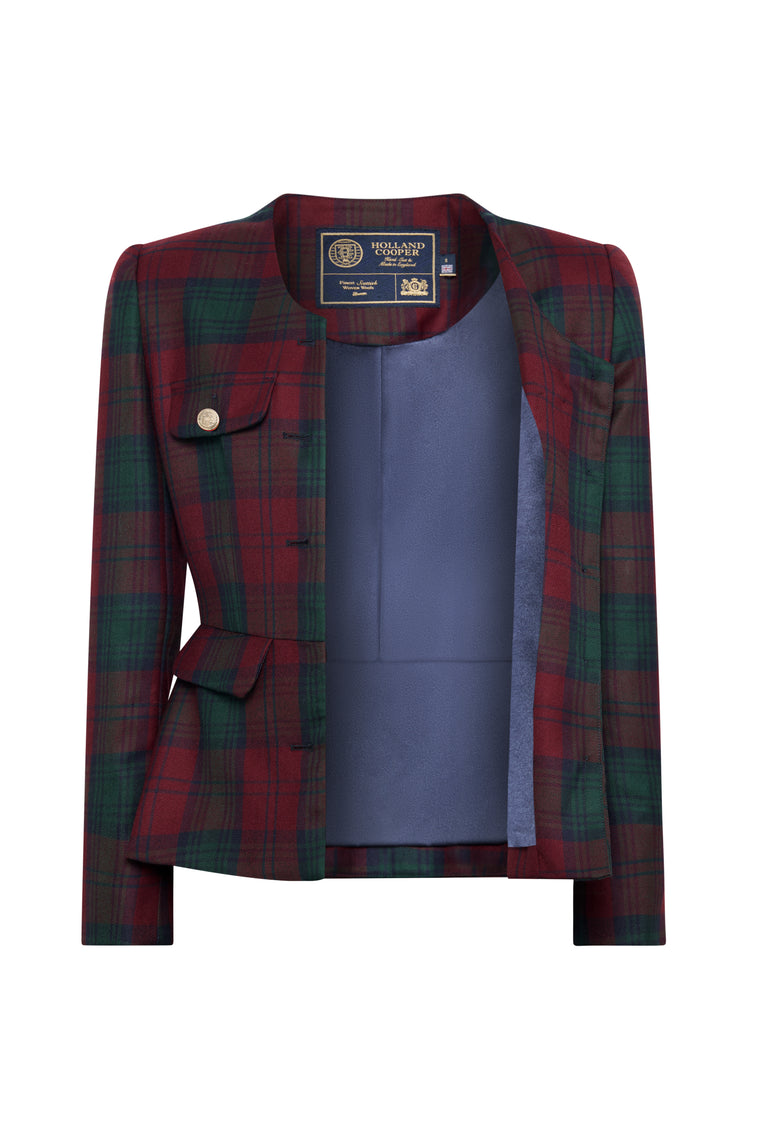 Tailored Peplum Jacket (Mulberry Tartan)
