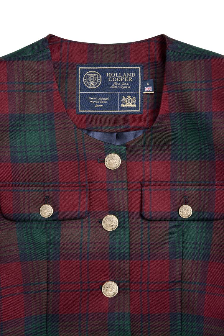 Tailored Peplum Jacket (Mulberry Tartan)