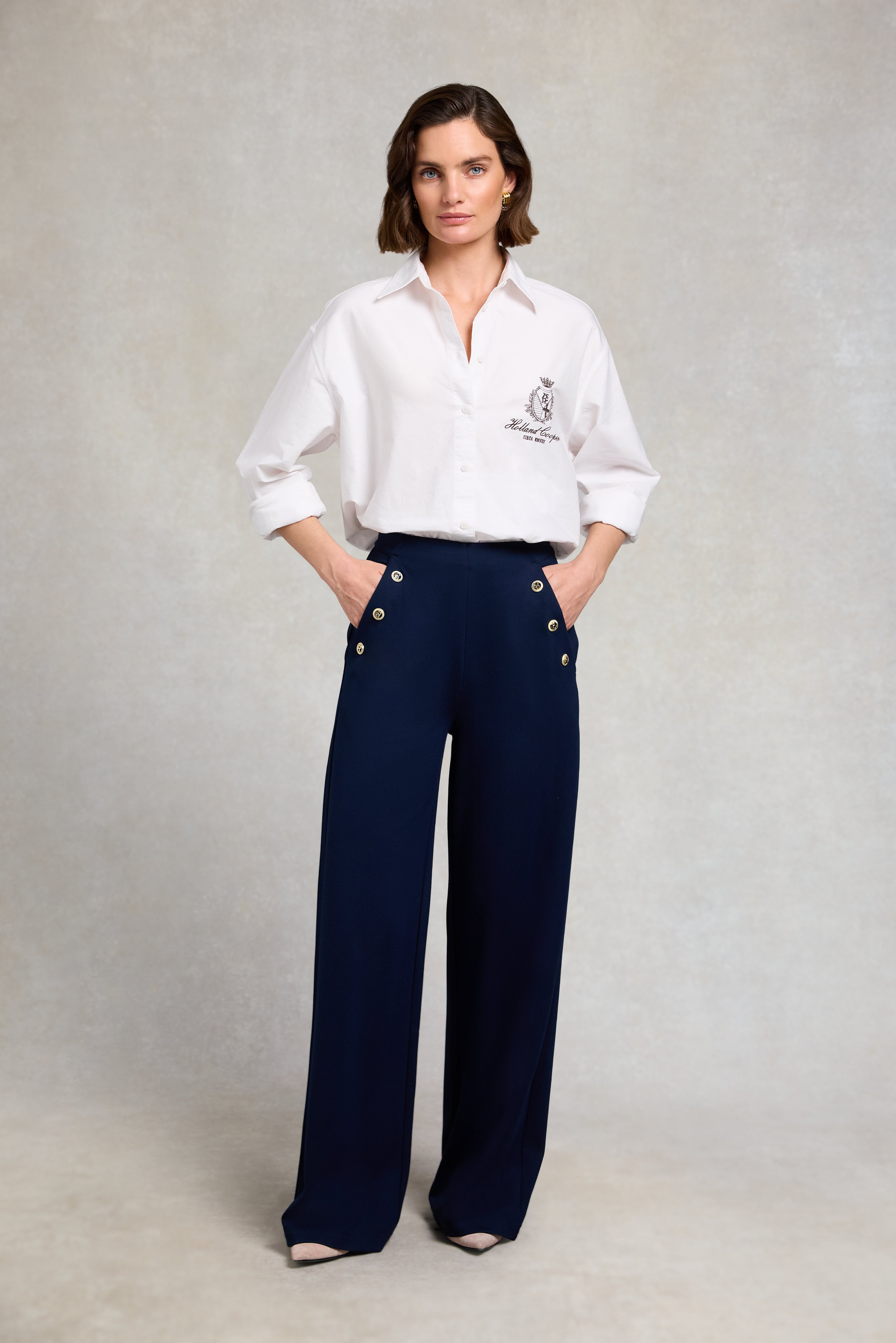 Goodwillie Leg Ink Jersey Amoria Wide Leg (Ink Navy) β Holland Cooper