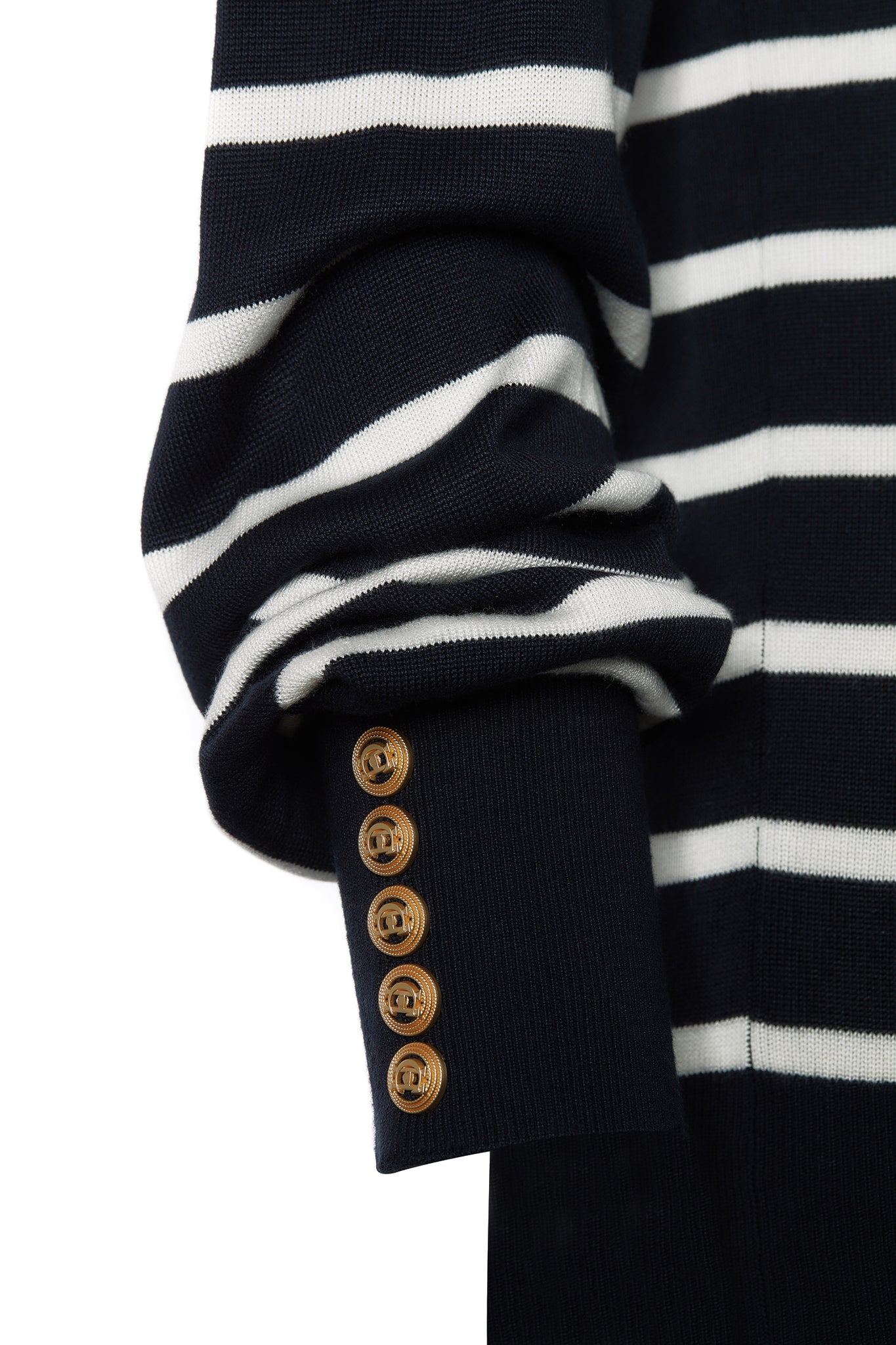 Kelsie Roll Neck Knit (Ink Navy Natural Stripe)