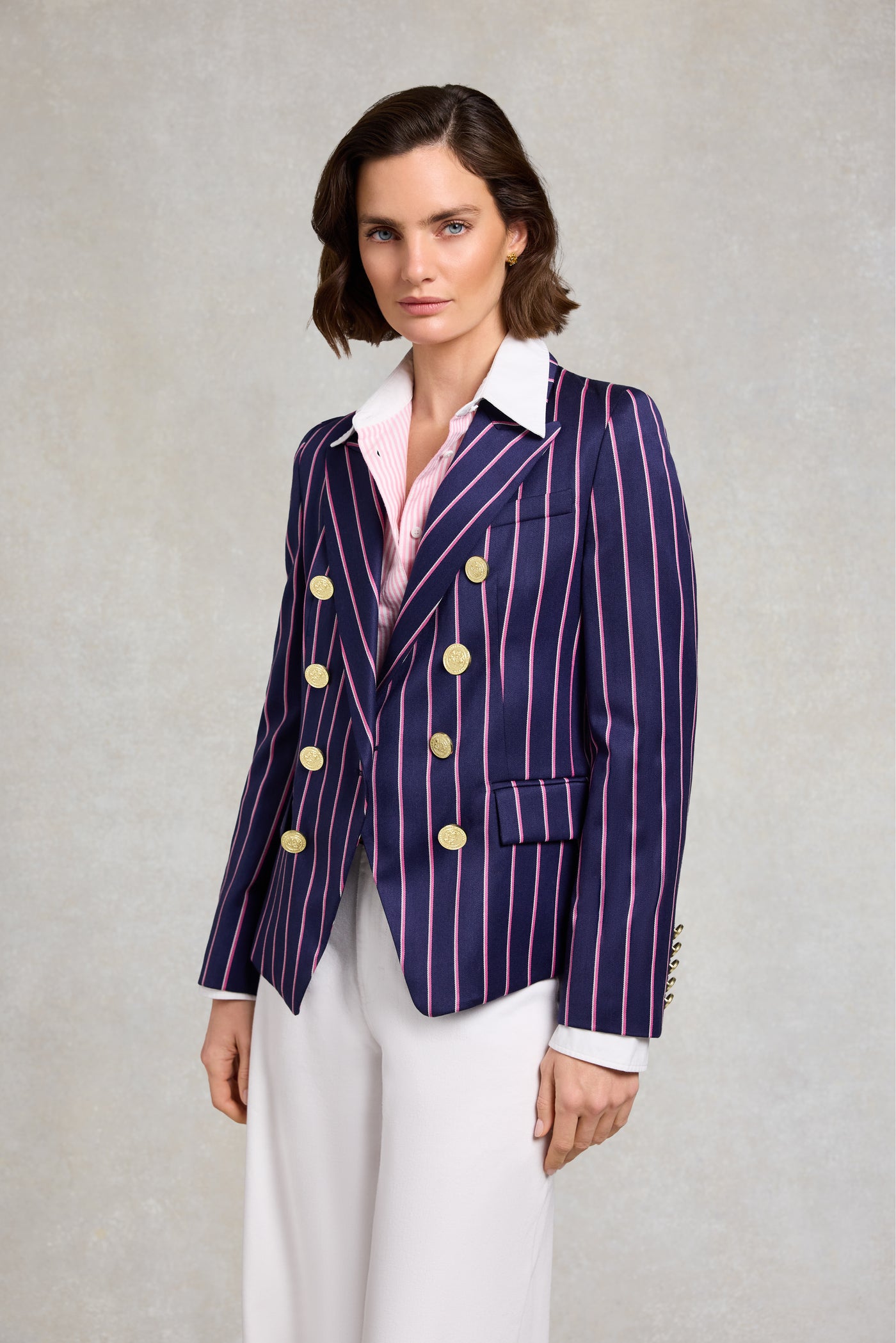 Knightsbridge Blazer (Navy Pink Wide Stripe)