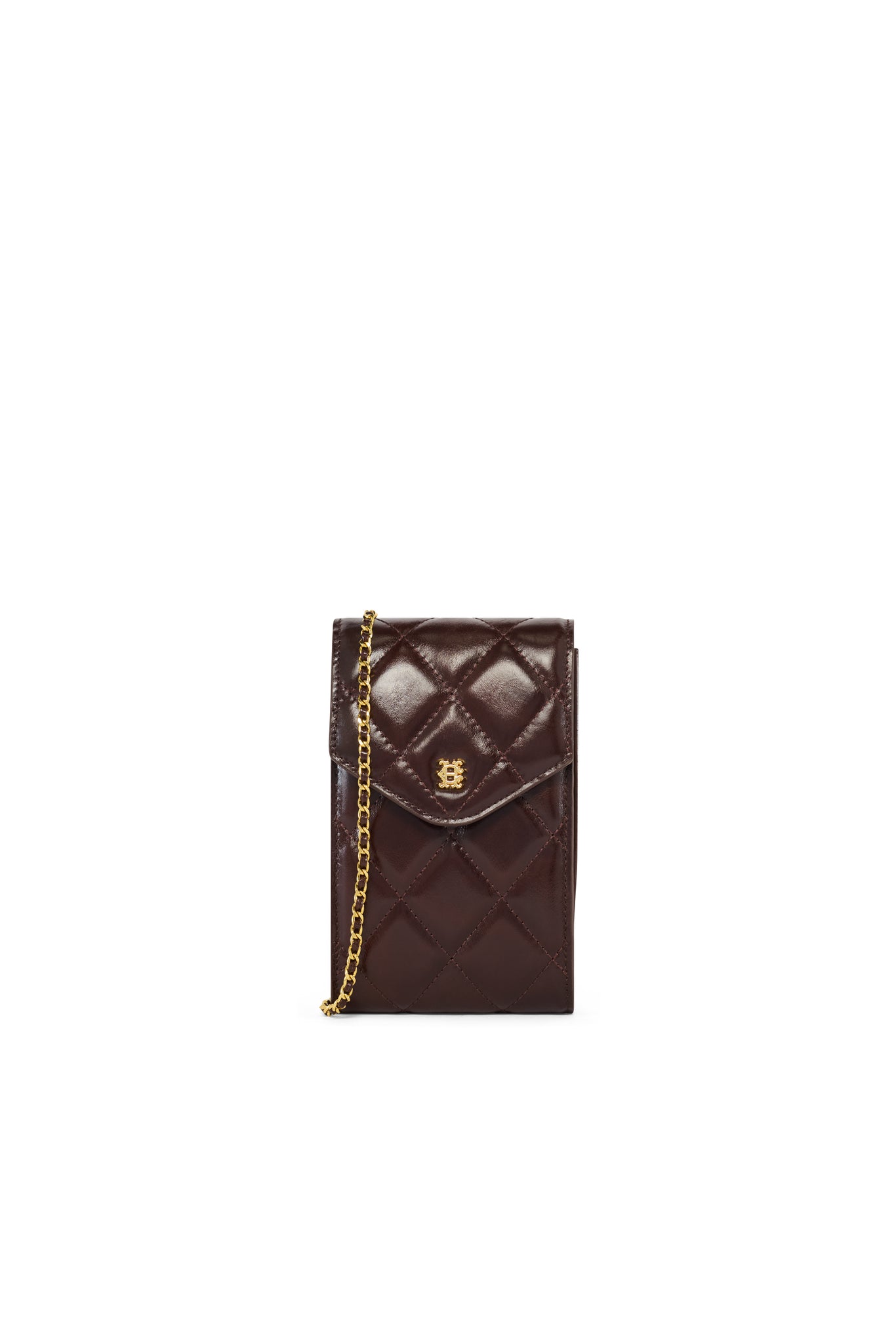 Knightsbridge Quilted Phone Pouch (Chestnut Leather)