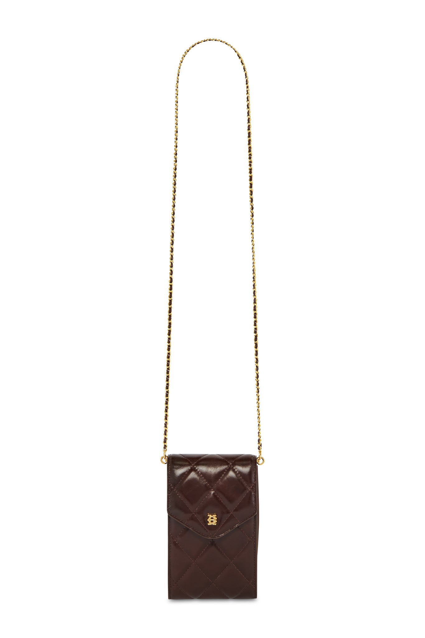 Knightsbridge Quilted Phone Pouch (Chestnut Leather)